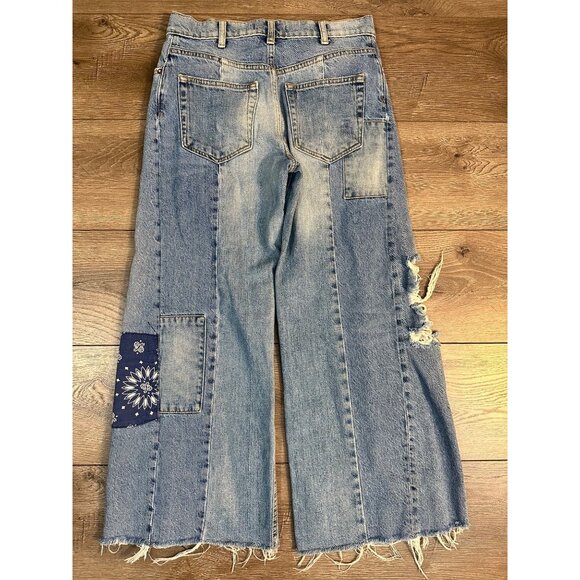 WE THE FREE heart of gold patchwork wide leg jean 26 - Picture 7 of 11